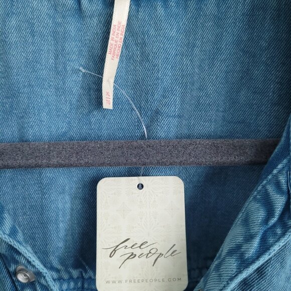 NWT FREE PEOPLE Mad Love Denim Midi Dress Skyfall Blue Size XL - Picture 5 of 6